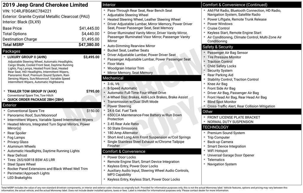 used 2019 Jeep Grand Cherokee car, priced at $16,400