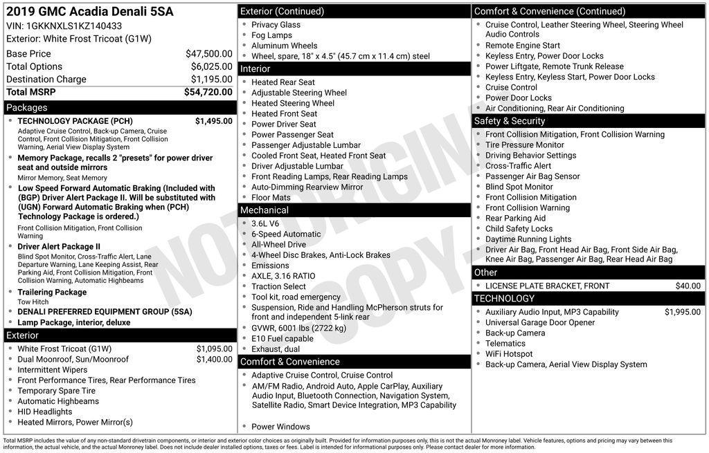 used 2019 GMC Acadia car, priced at $20,700