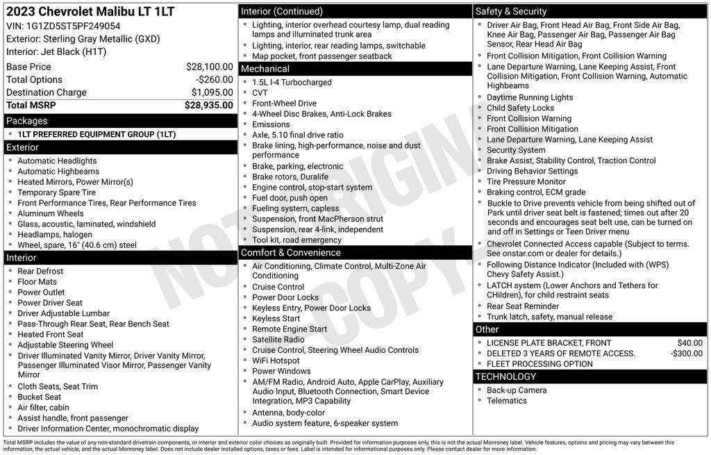 used 2023 Chevrolet Malibu car, priced at $16,700