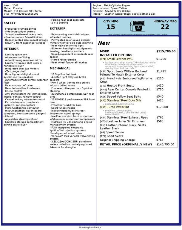 used 2003 Porsche 911 car, priced at $95,000