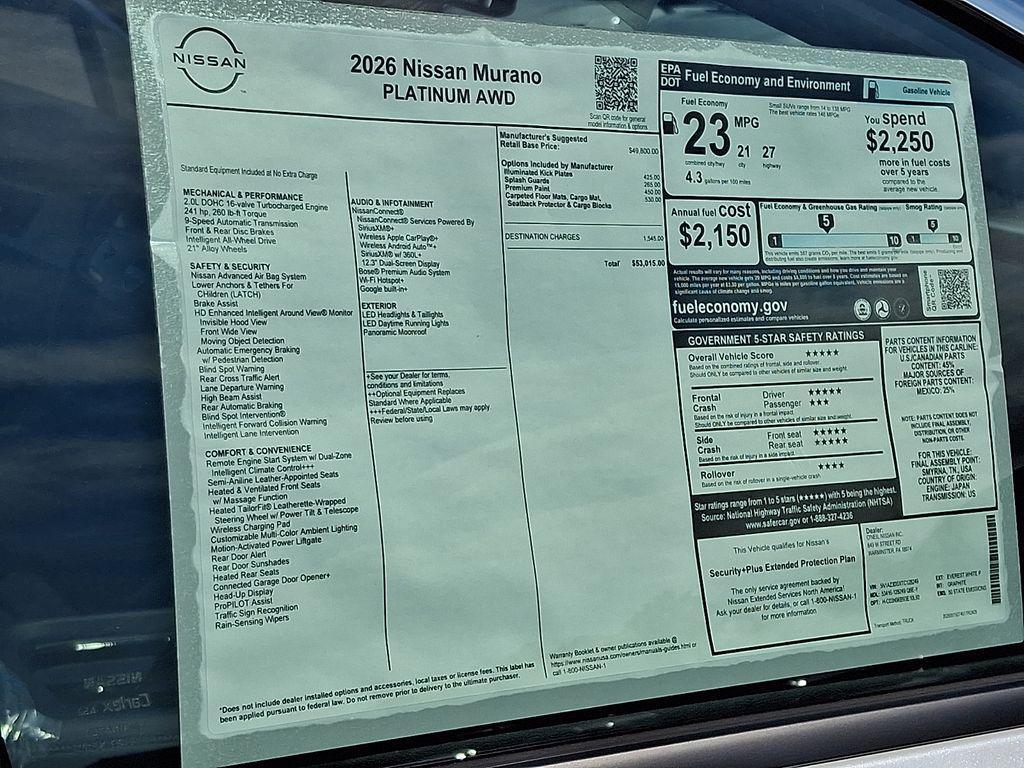 new 2026 Nissan Murano car, priced at $47,027