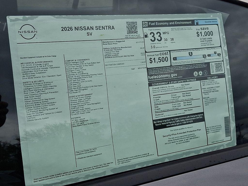 new 2026 Nissan Sentra car, priced at $25,265