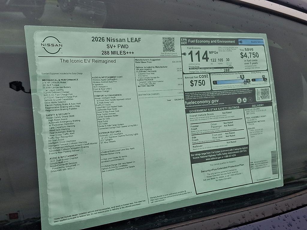 new 2026 Nissan Leaf car, priced at $36,840