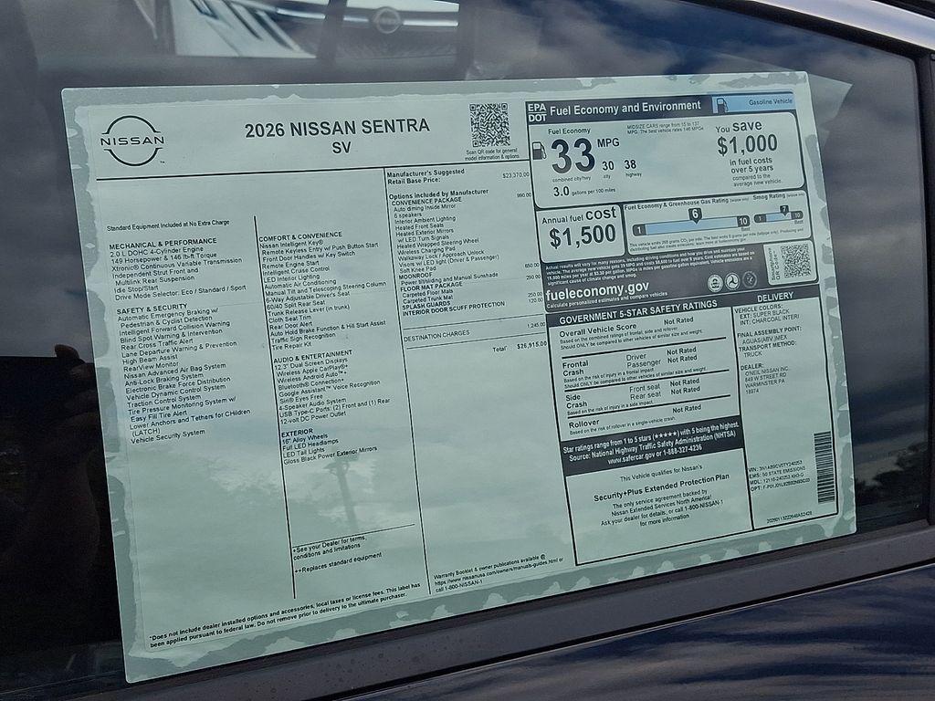new 2026 Nissan Sentra car, priced at $26,905