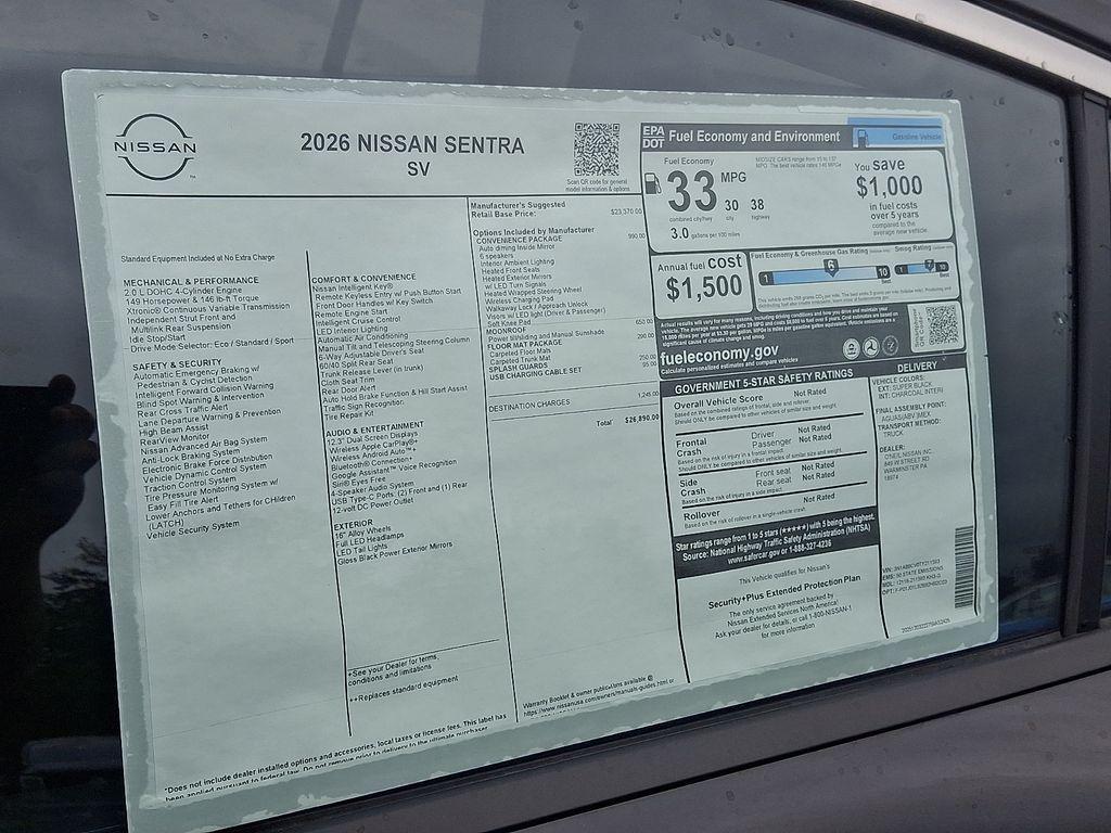 new 2026 Nissan Sentra car, priced at $26,880