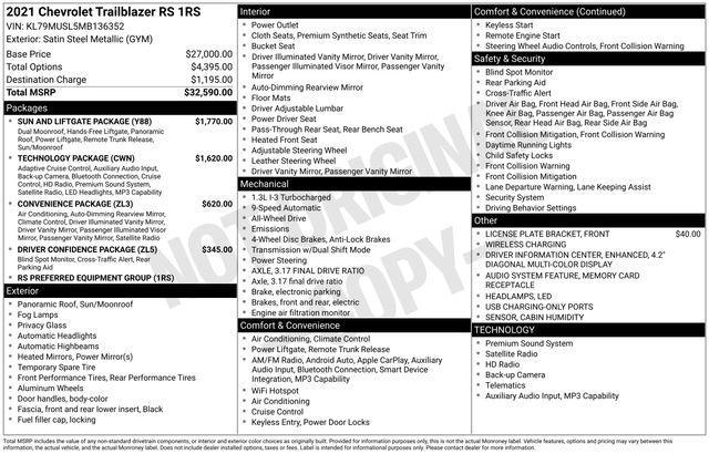 used 2021 Chevrolet TrailBlazer car, priced at $21,899