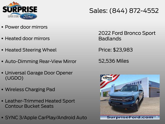 used 2022 Ford Bronco Sport car, priced at $23,983