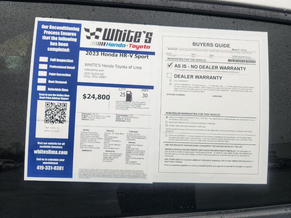 used 2023 Honda HR-V car, priced at $24,800