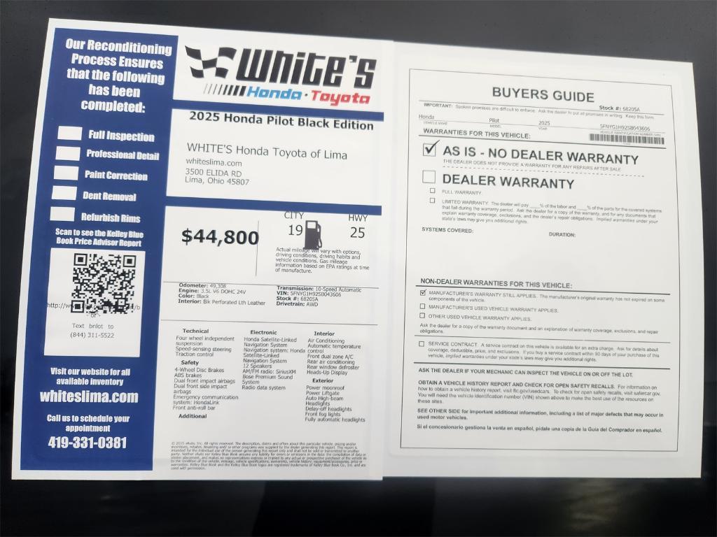 used 2025 Honda Pilot car, priced at $42,900