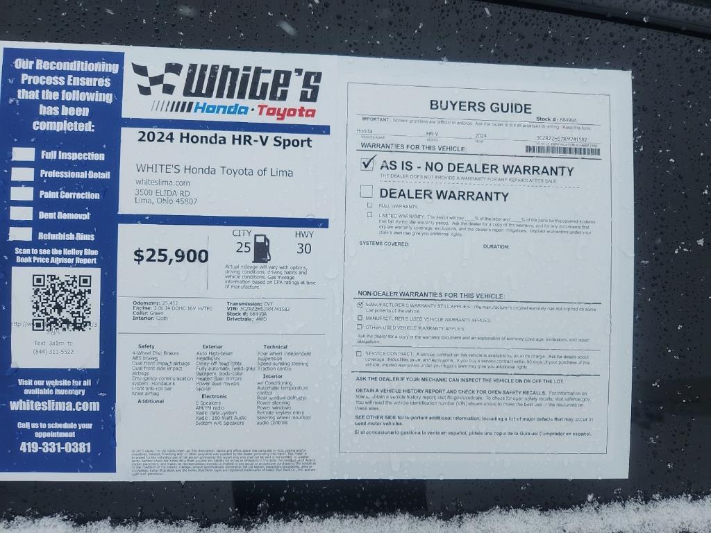 used 2024 Honda HR-V car, priced at $25,900