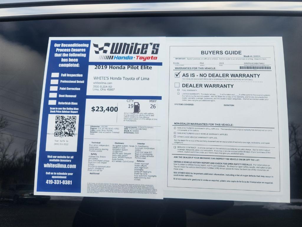 used 2019 Honda Pilot car, priced at $23,400