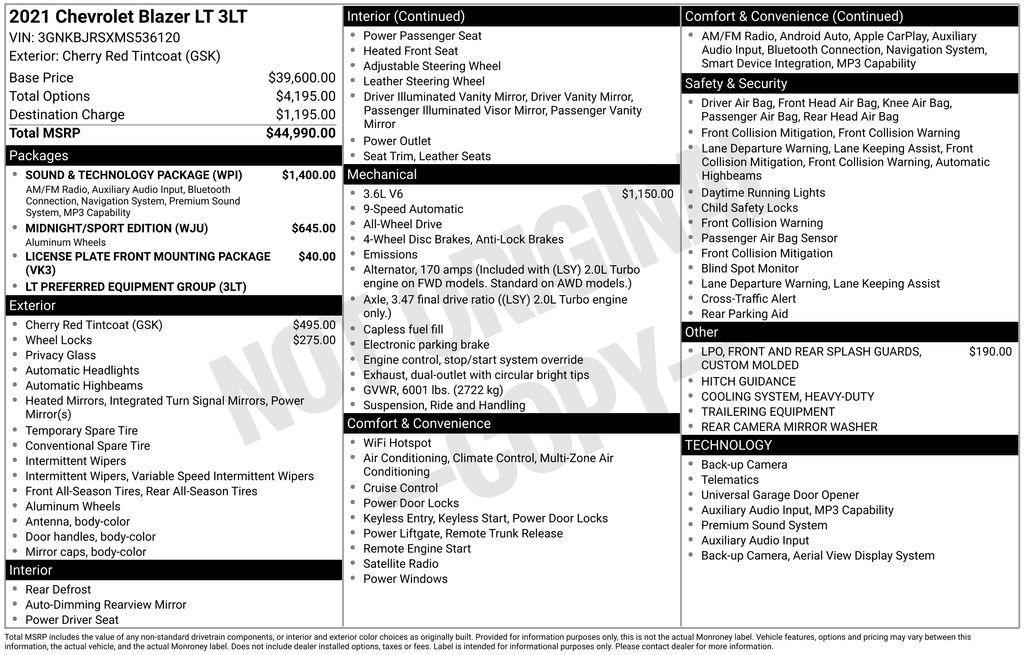 used 2021 Chevrolet Blazer car, priced at $25,039