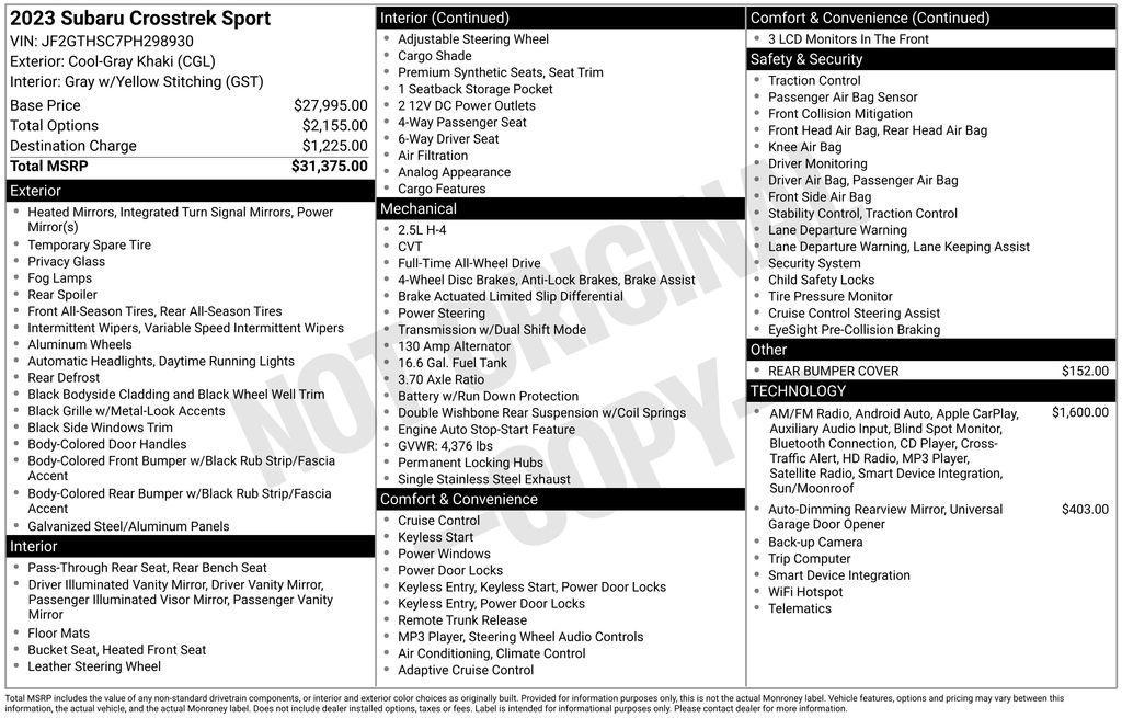 used 2023 Subaru Crosstrek car, priced at $27,016