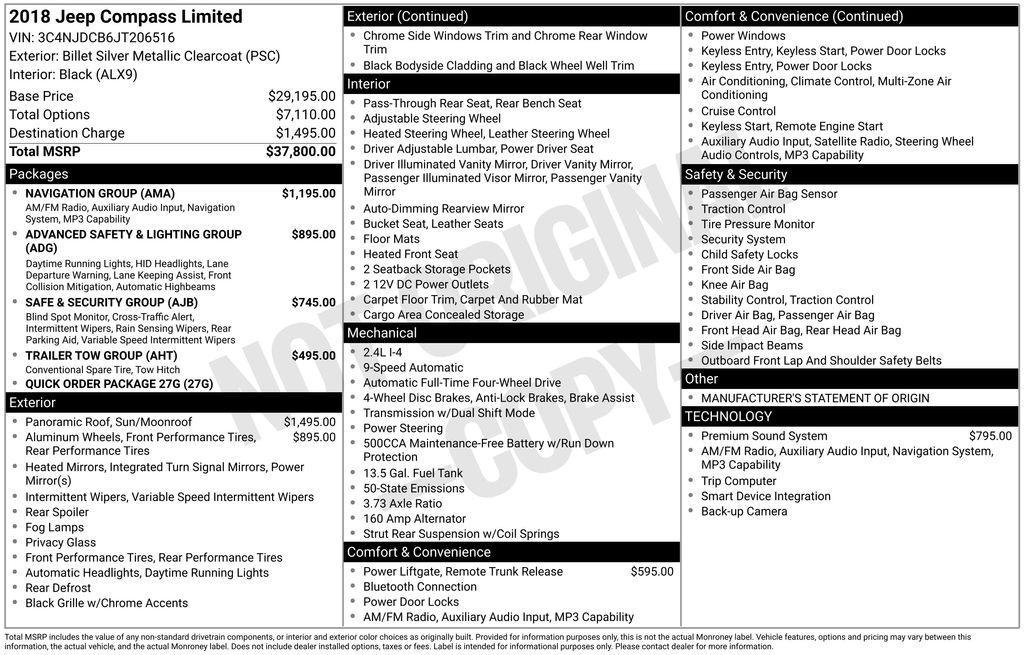 used 2018 Jeep Compass car, priced at $14,266