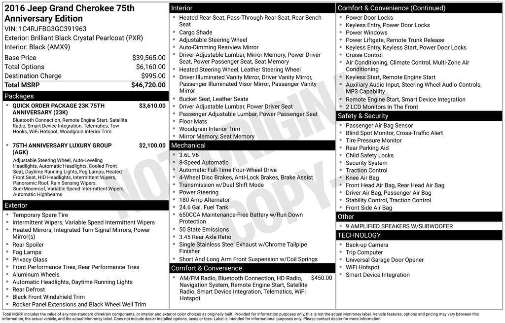 used 2016 Jeep Grand Cherokee car, priced at $13,177