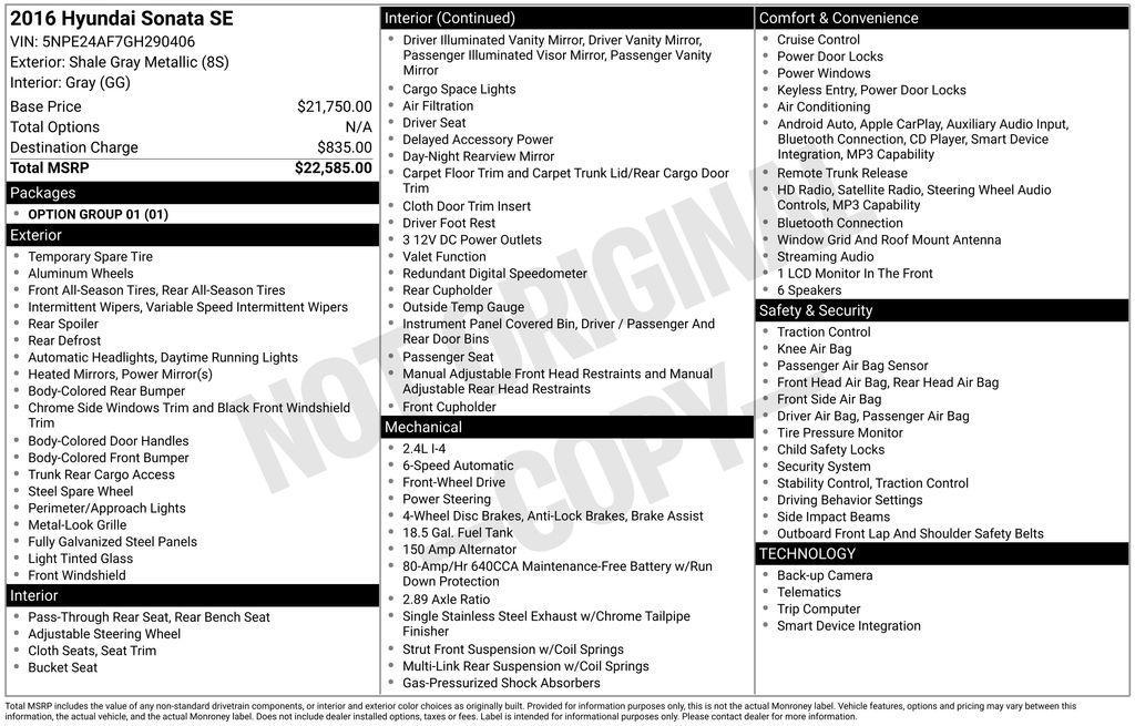 used 2016 Hyundai Sonata car, priced at $7,284