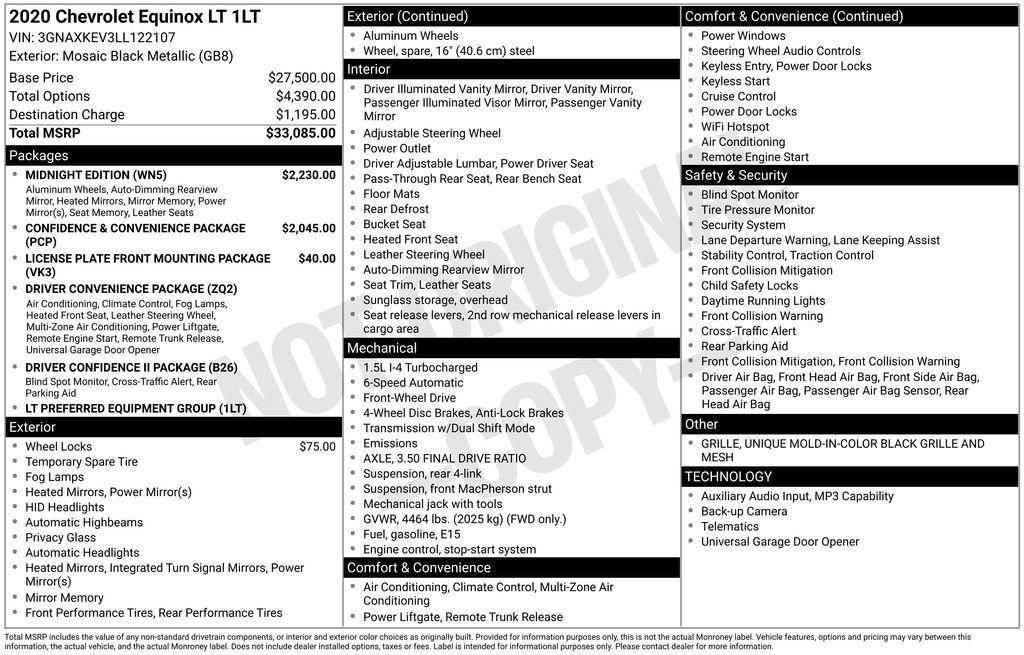 used 2020 Chevrolet Equinox car, priced at $17,709