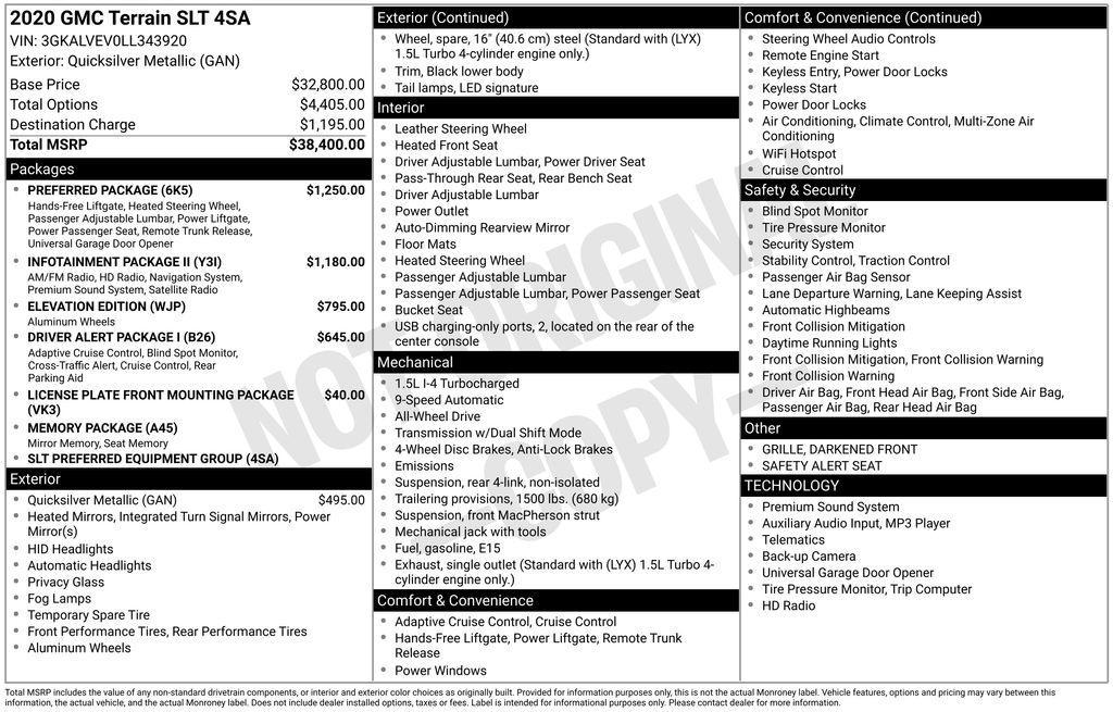 used 2020 GMC Terrain car, priced at $19,339