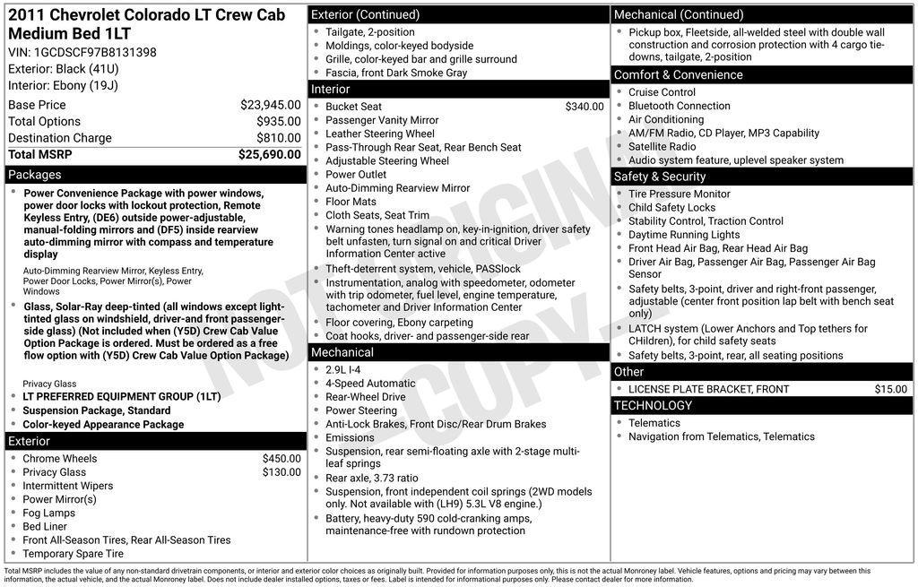 used 2011 Chevrolet Colorado car, priced at $10,839