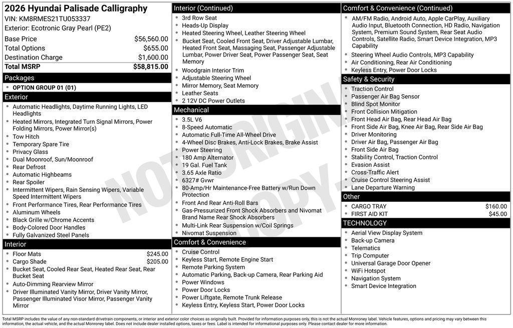 new 2026 Hyundai Palisade car, priced at $55,960