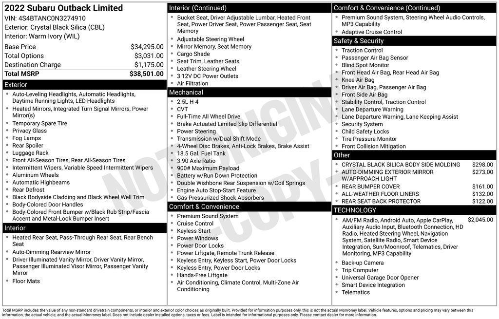 used 2022 Subaru Outback car, priced at $22,707