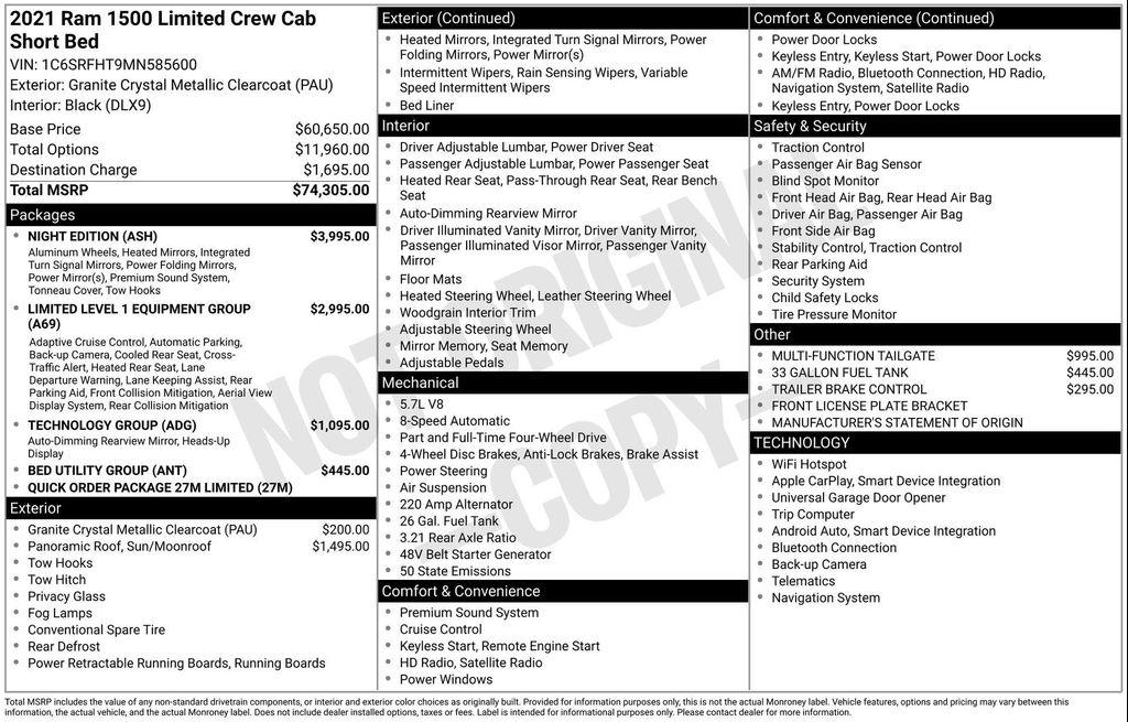 used 2021 Ram 1500 car, priced at $47,472