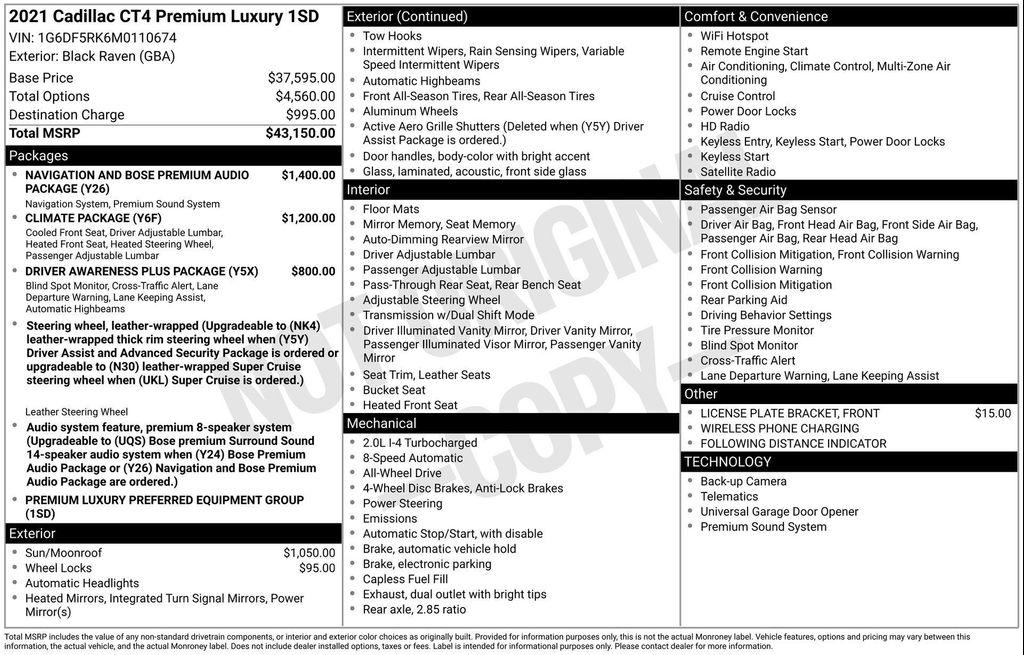 used 2021 Cadillac CT4 car, priced at $22,210