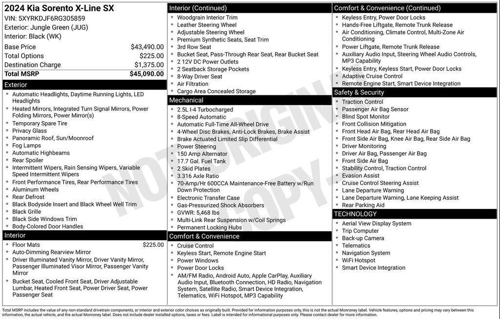 used 2024 Kia Sorento car, priced at $36,150