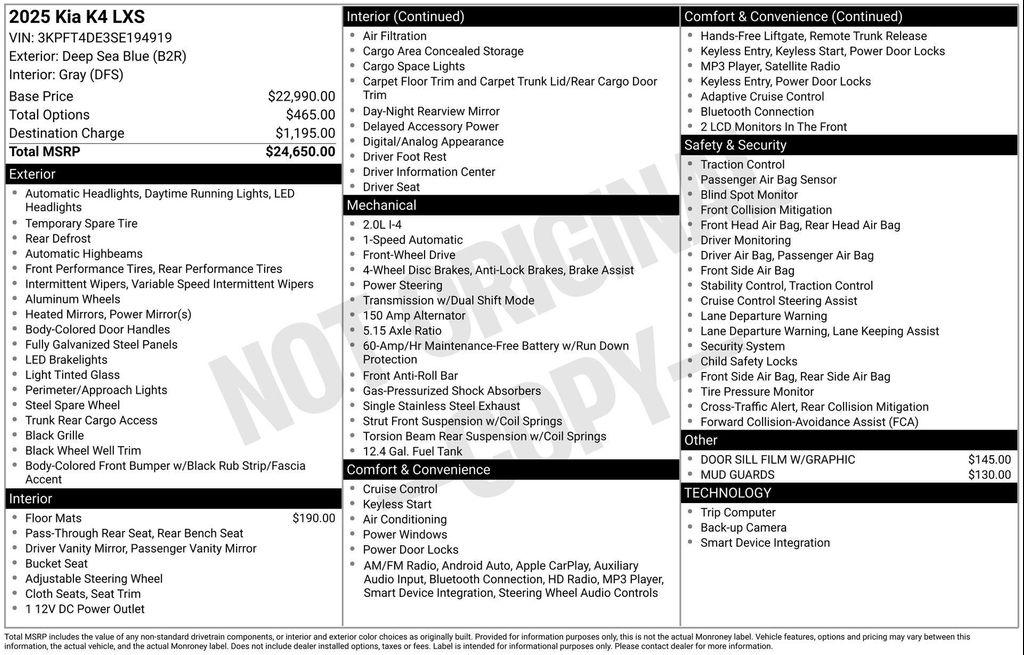 used 2025 Kia K4 car, priced at $22,301