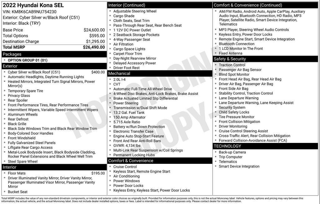 used 2022 Hyundai Kona car, priced at $14,490