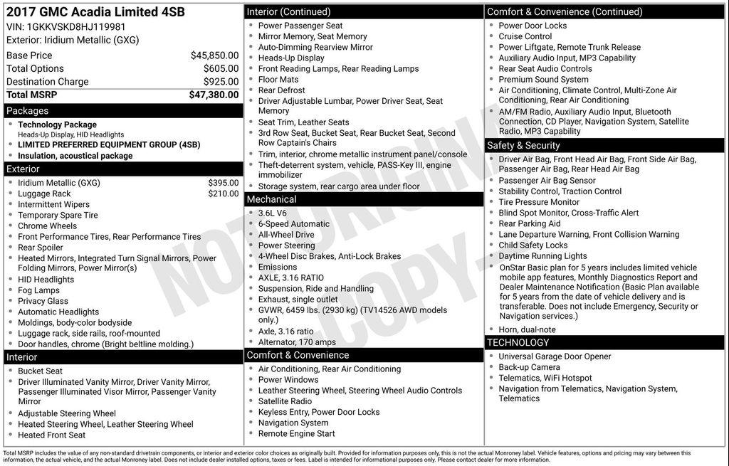 used 2017 GMC Acadia Limited car, priced at $13,771