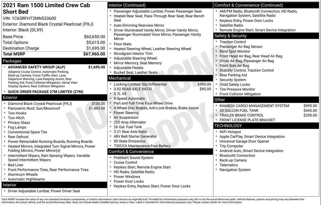 used 2021 Ram 1500 car, priced at $35,141