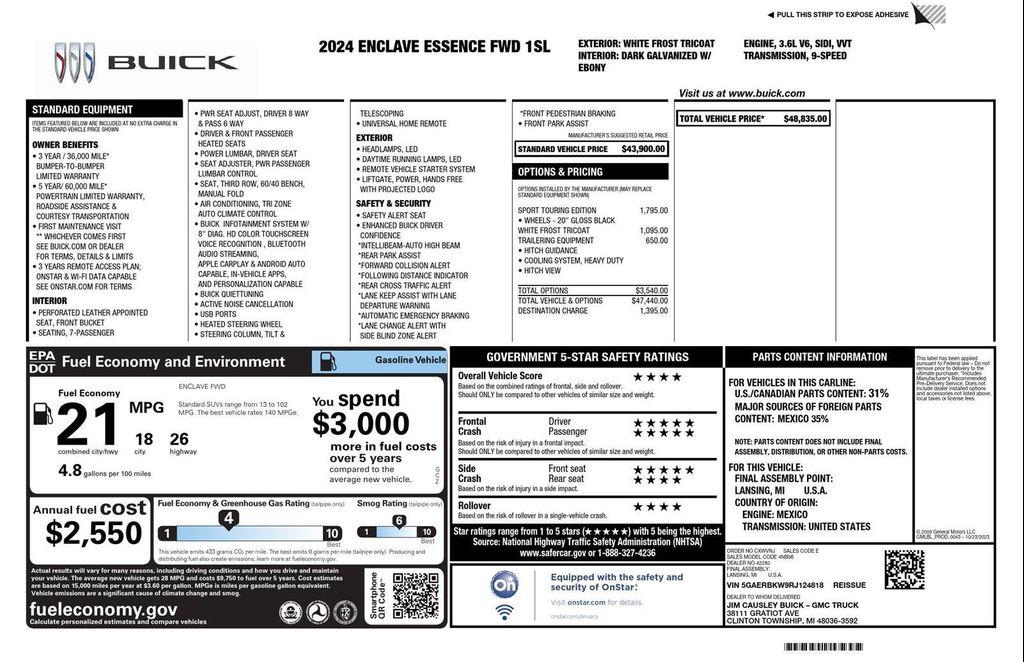 used 2024 Buick Enclave car, priced at $30,200