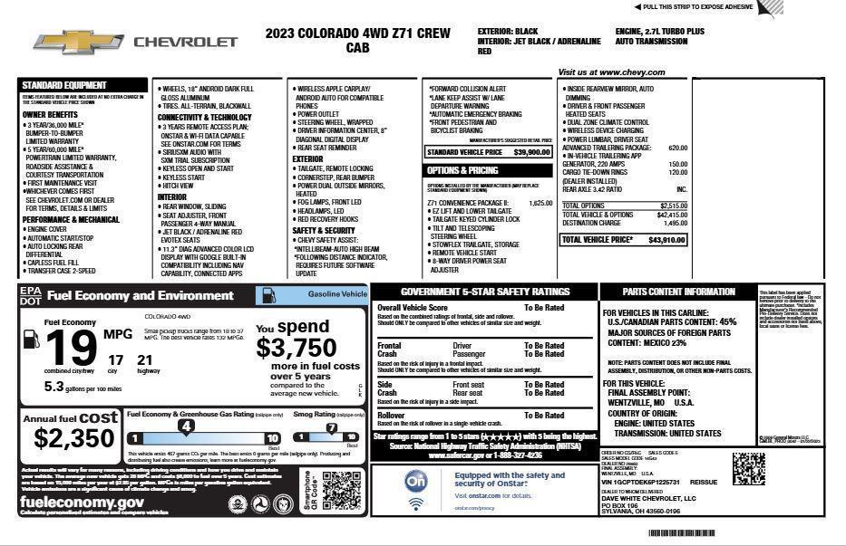 used 2023 Chevrolet Colorado car, priced at $35,480