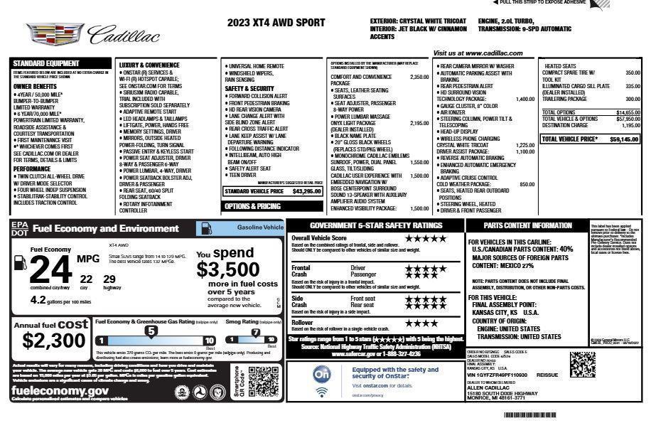 used 2023 Cadillac XT4 car, priced at $26,700