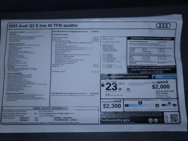 new 2025 Audi Q3 car, priced at $43,925