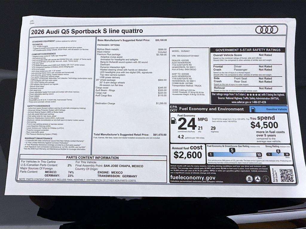 new 2026 Audi Q5 Sportback car, priced at $62,112