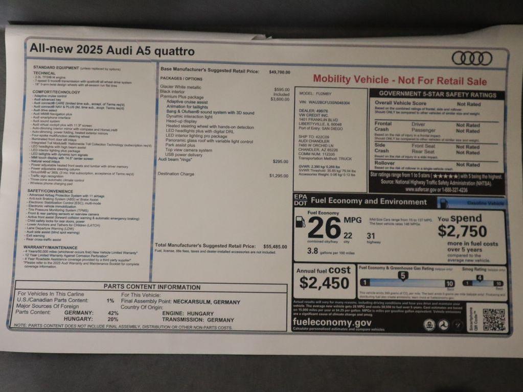 used 2025 Audi A5 car, priced at $55,485