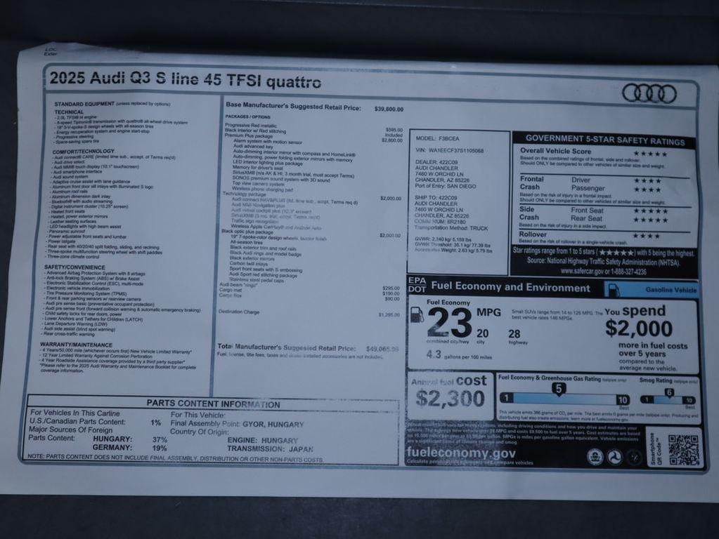 new 2025 Audi Q3 car, priced at $49,065