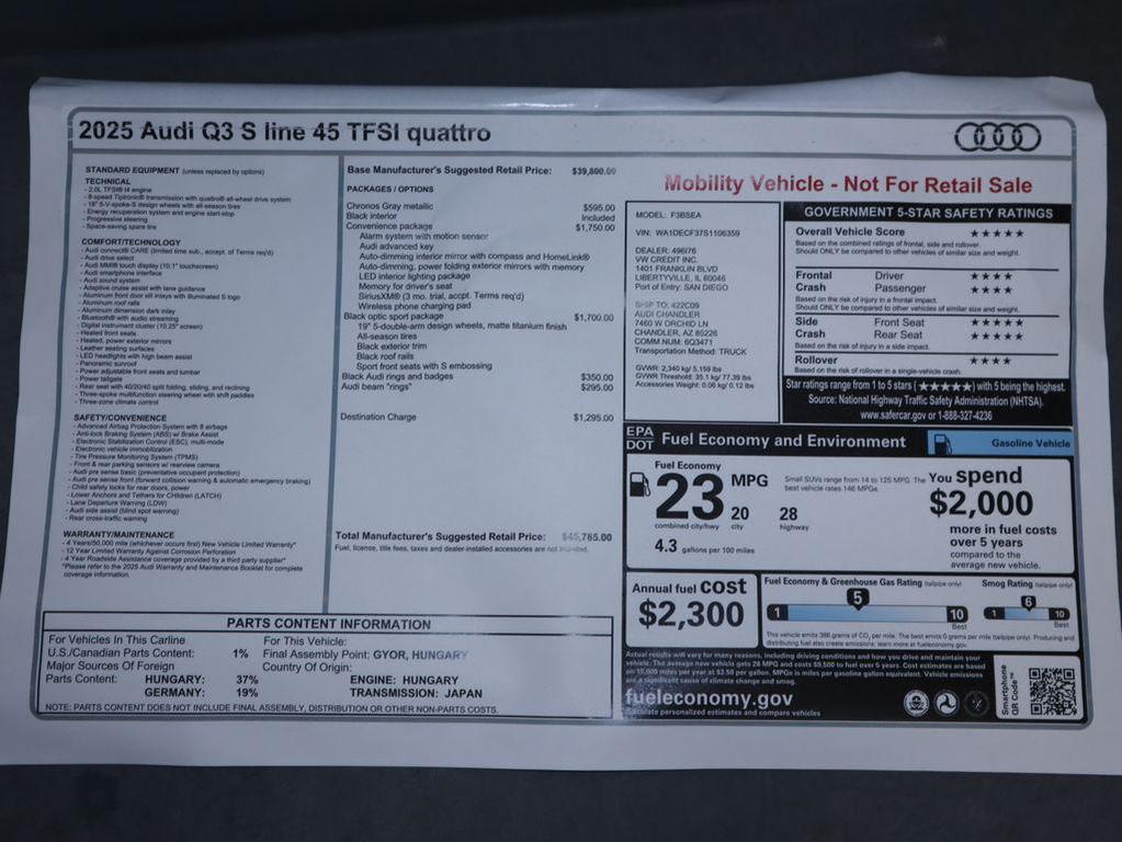 used 2025 Audi Q3 car, priced at $45,785