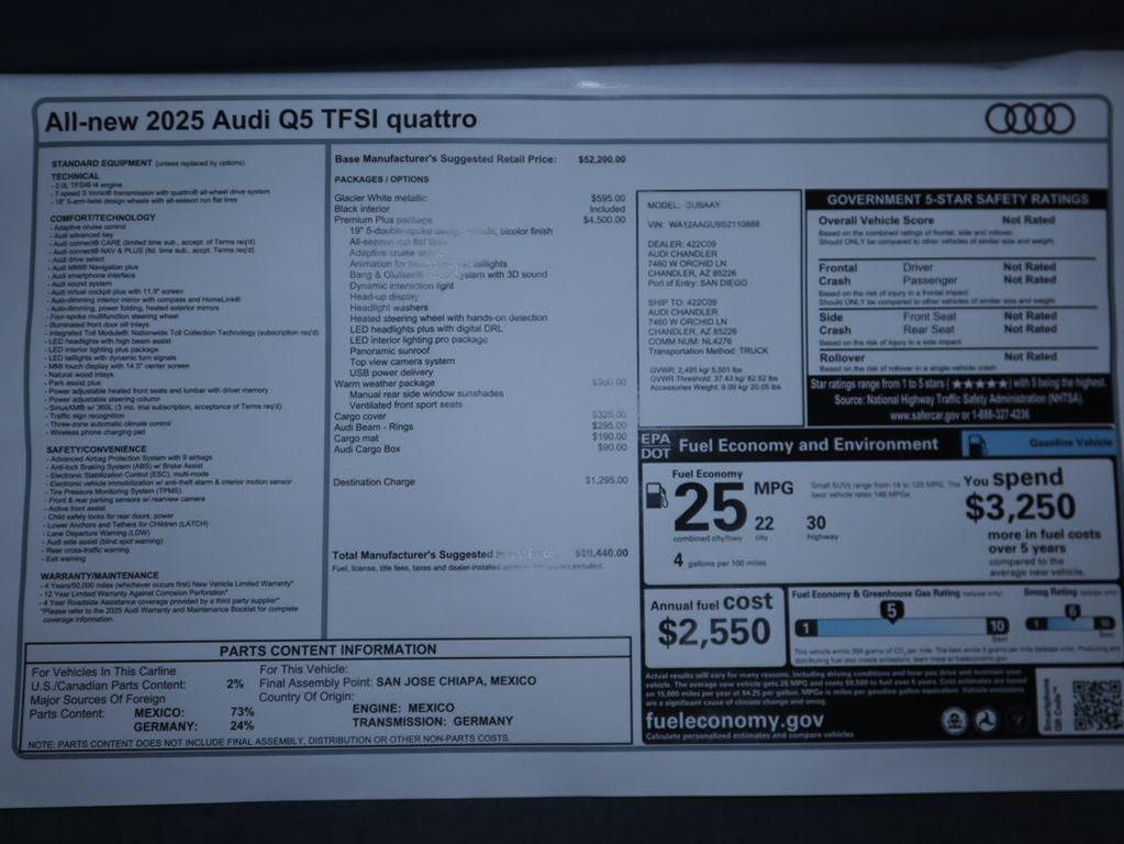 new 2025 Audi Q5 car, priced at $60,440