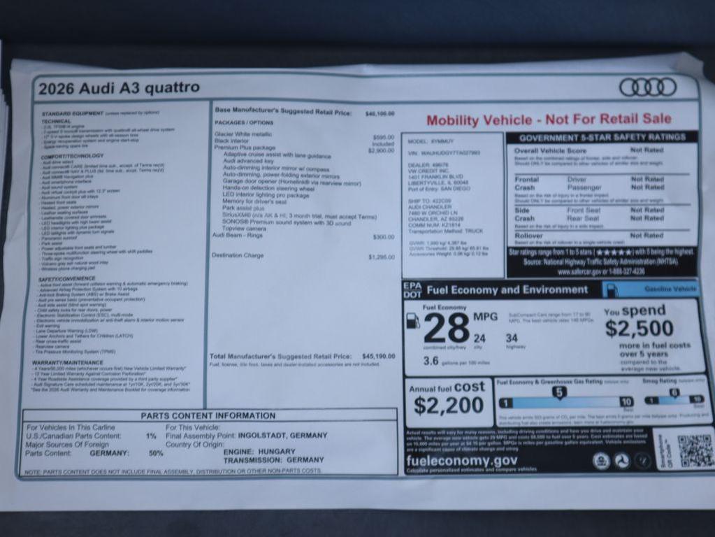 used 2026 Audi A3 car, priced at $45,190