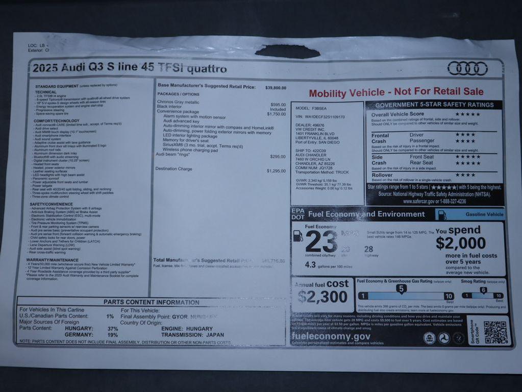 used 2025 Audi Q3 car, priced at $43,735