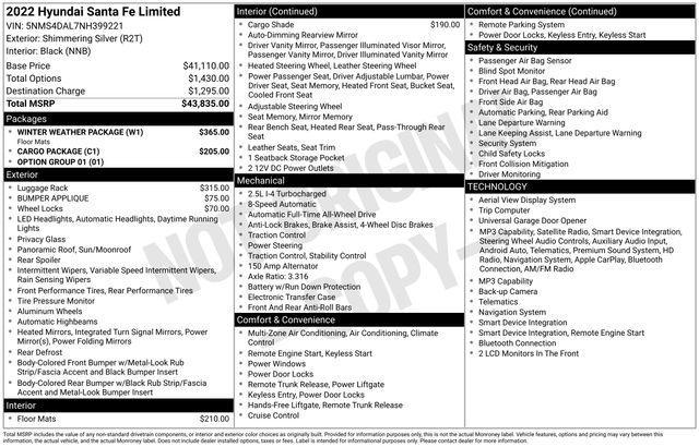 used 2022 Hyundai Santa Fe car, priced at $24,228