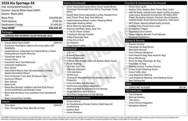 new 2026 Kia Sportage car, priced at $32,679