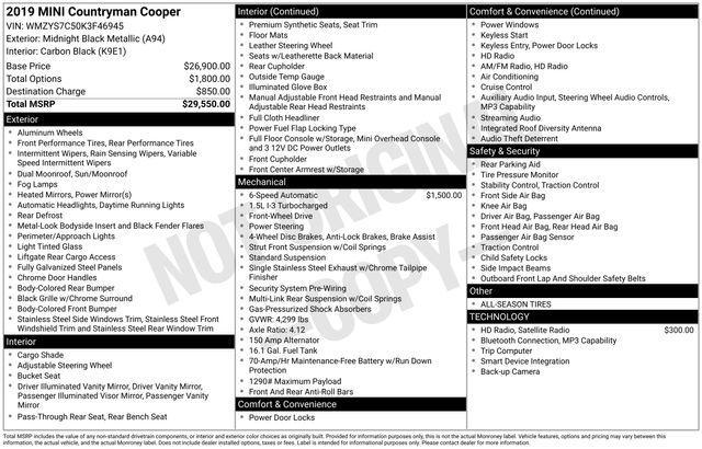 used 2019 MINI Countryman car, priced at $16,356