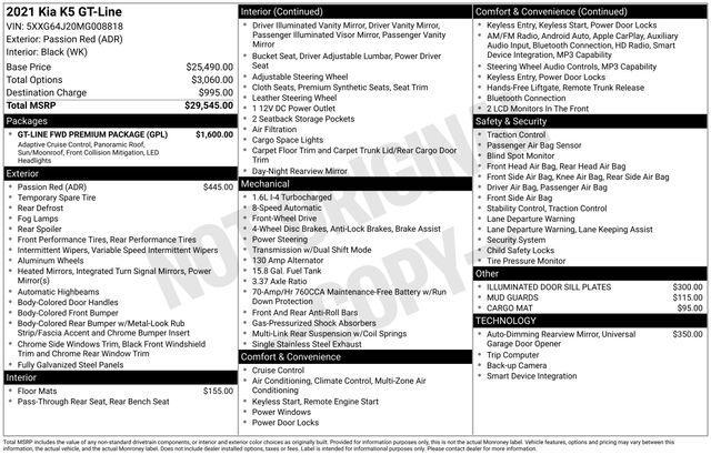 used 2021 Kia K5 car, priced at $17,442