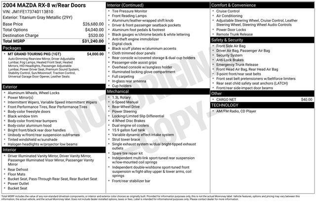 used 2004 Mazda RX-8 car, priced at $12,930