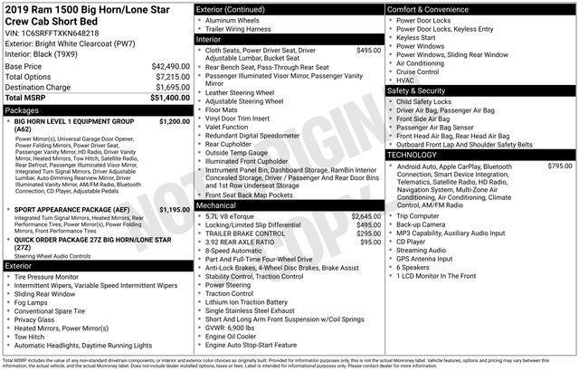used 2019 Ram 1500 car, priced at $24,303