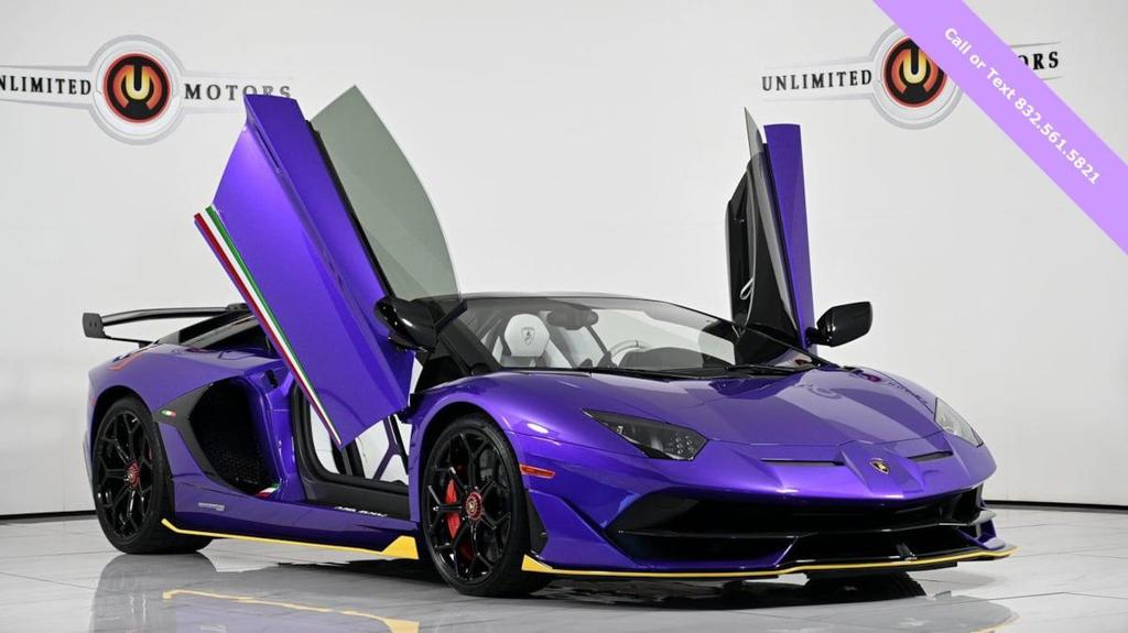 Purple 2021 Lamborghini Aventador SVJ Roadster